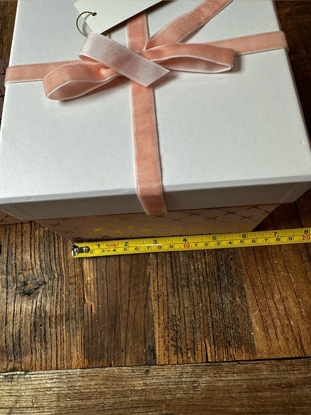 White Gift Boxes with Blush Pink Velvet Ribbon - Elegant Storage Set